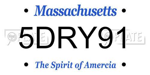 5DRY91 Massachusetts License Plate
