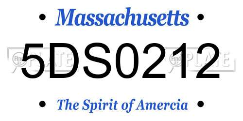 5DS0212 Massachusetts License Plate
