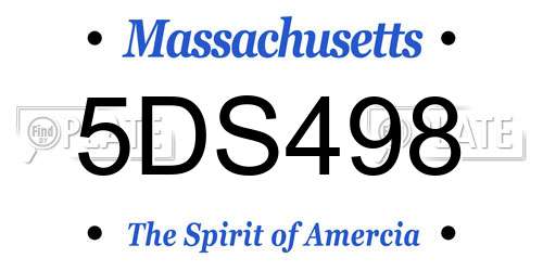 5DS498 Massachusetts License Plate