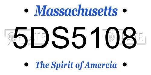 5DS5108 Massachusetts License Plate