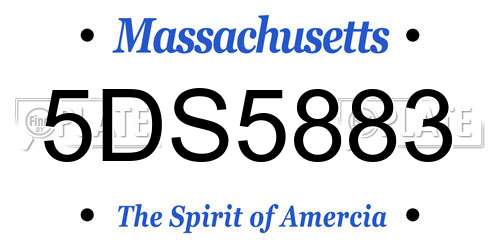 5DS5883 Massachusetts License Plate