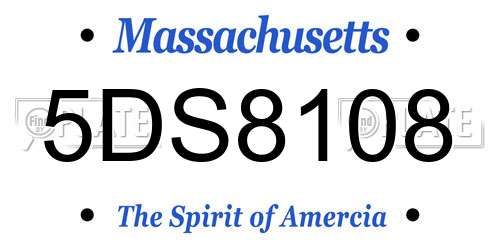 5DS8108 Massachusetts License Plate