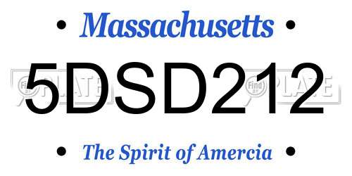 5DSD212 Massachusetts License Plate