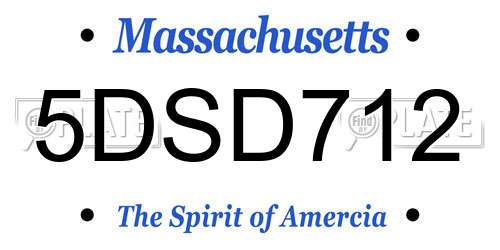 5DSD712 Massachusetts License Plate
