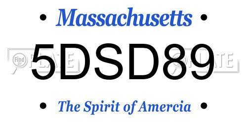 5DSD89 Massachusetts License Plate