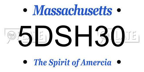5DSH30 Massachusetts License Plate