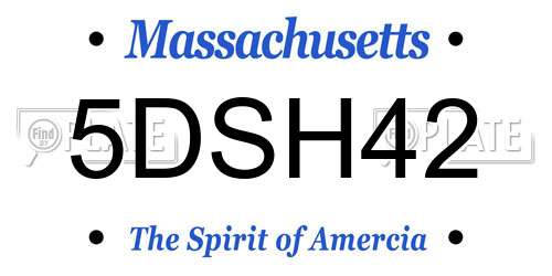 5DSH42 Massachusetts License Plate
