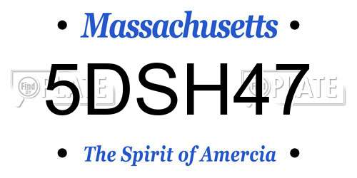 5DSH47 Massachusetts License Plate