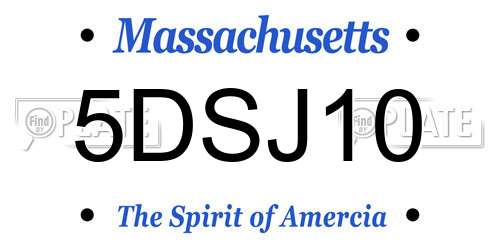 5DSJ10 Massachusetts License Plate