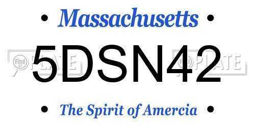5DSN42 Massachusetts License Plate