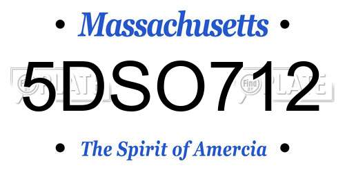 5DSO712 Massachusetts License Plate