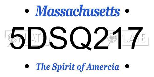 5DSQ217 Massachusetts License Plate