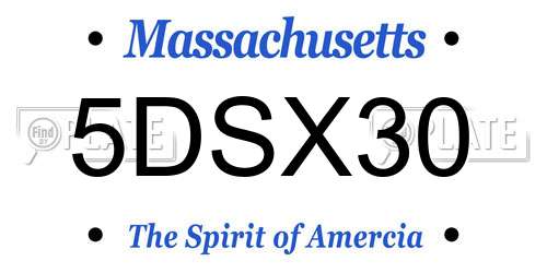 5DSX30 Massachusetts License Plate