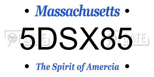 5DSX85 Massachusetts License Plate