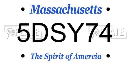 5DSY74 Massachusetts License Plate