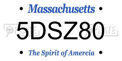 5DSZ80 Massachusetts License Plate