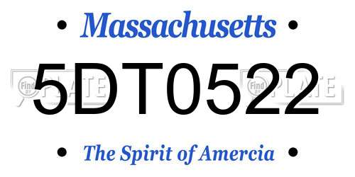 5DT0522 Massachusetts License Plate
