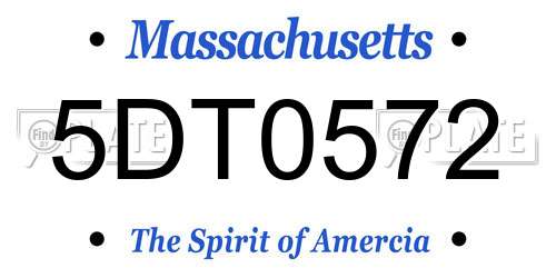 5DT0572 Massachusetts License Plate