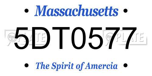 5DT0577 Massachusetts License Plate