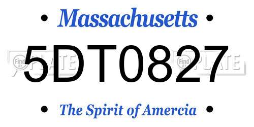 5DT0827 Massachusetts License Plate