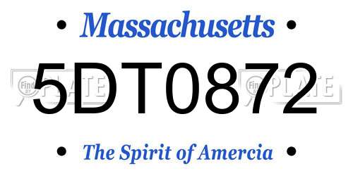 5DT0872 Massachusetts License Plate