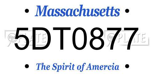 5DT0877 Massachusetts License Plate