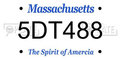 5DT488 Massachusetts License Plate