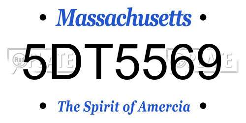 5DT5569 Massachusetts License Plate