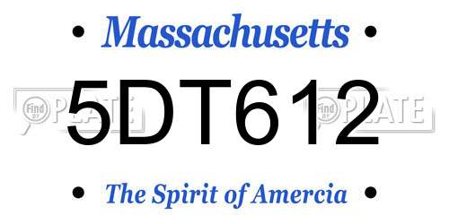 5DT612 Massachusetts License Plate