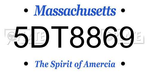 5DT8869 Massachusetts License Plate