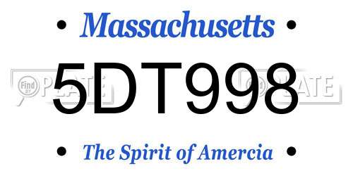 5DT998 Massachusetts License Plate