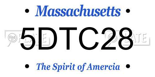 5DTC28 Massachusetts License Plate