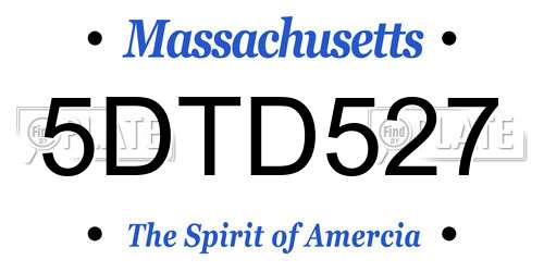 5DTD527 Massachusetts License Plate
