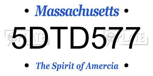 5DTD577 Massachusetts License Plate