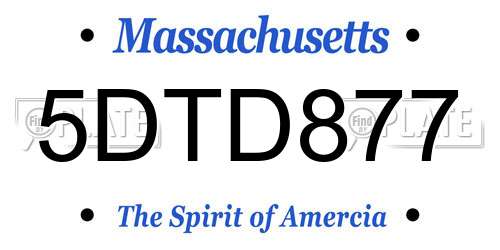 5DTD877 Massachusetts License Plate