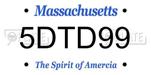 5DTD99 Massachusetts License Plate