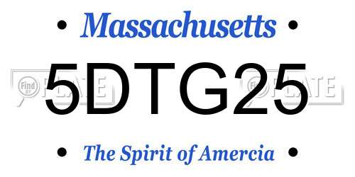 5DTG25 Massachusetts License Plate