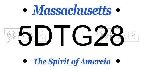 5DTG28 Massachusetts License Plate