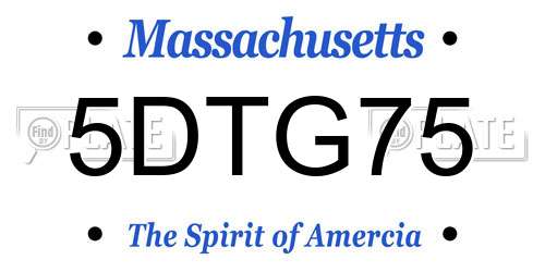 5DTG75 Massachusetts License Plate