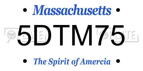 5DTM75 Massachusetts License Plate