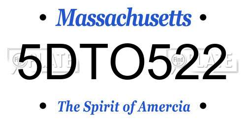 5DTO522 Massachusetts License Plate