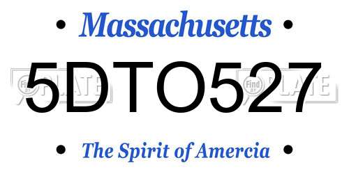 5DTO527 Massachusetts License Plate