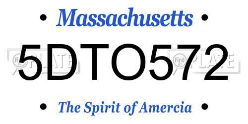5DTO572 Massachusetts License Plate
