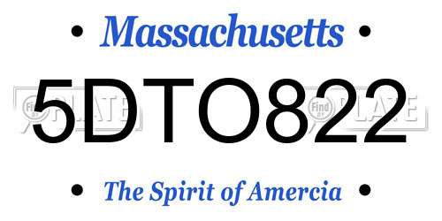 5DTO822 Massachusetts License Plate