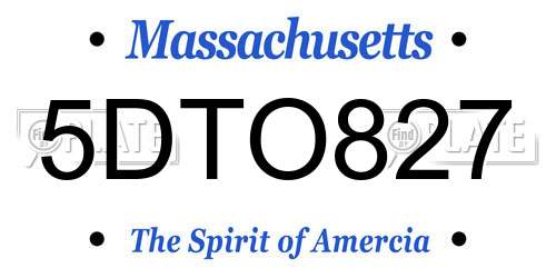 5DTO827 Massachusetts License Plate