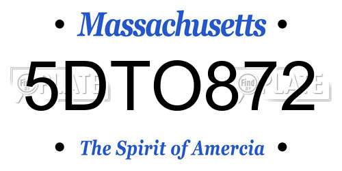 5DTO872 Massachusetts License Plate