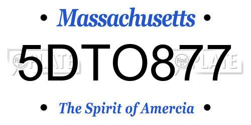 5DTO877 Massachusetts License Plate