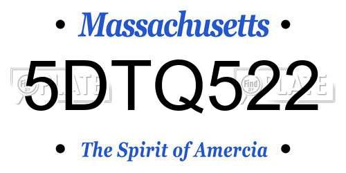 5DTQ522 Massachusetts License Plate