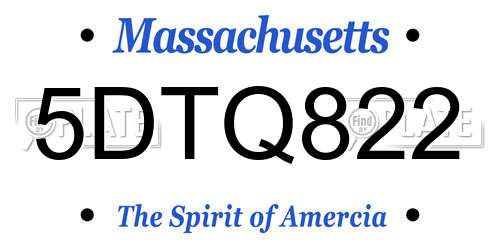 5DTQ822 Massachusetts License Plate
