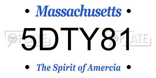 5DTY81 Massachusetts License Plate